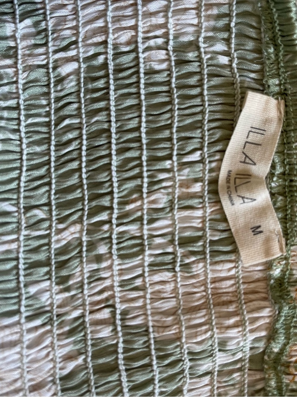 ILLA ILLA Sage Green Floral Smocked Long-Sleeve Silky Mini Dress - Picture 6 of 6